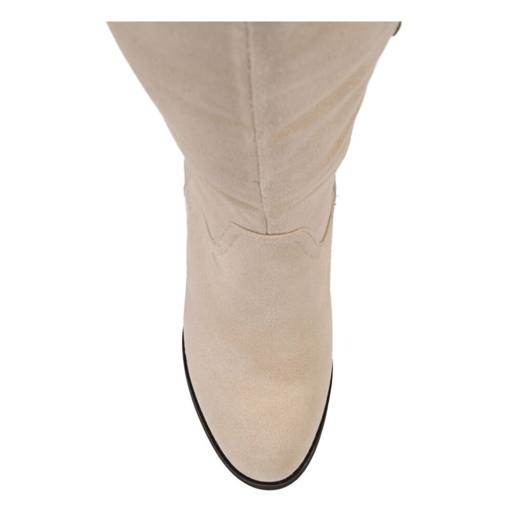JOURNEE COLLECTION Womens Ivory Strap Jezebel Almond Wedge Heeled Boots 6 M - Picture 3 of 4